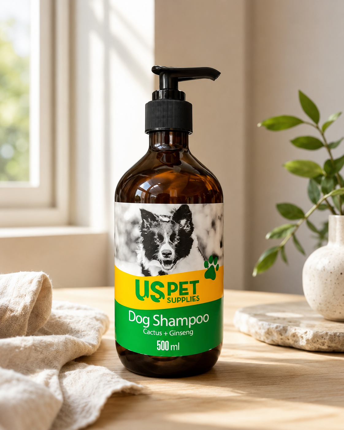 شامپو سگ یو اس پت کاکتوس و جینسینگ 500 میلیلیتر (US Pet Cactus + Ginseng Dog Shampoo 500ml)