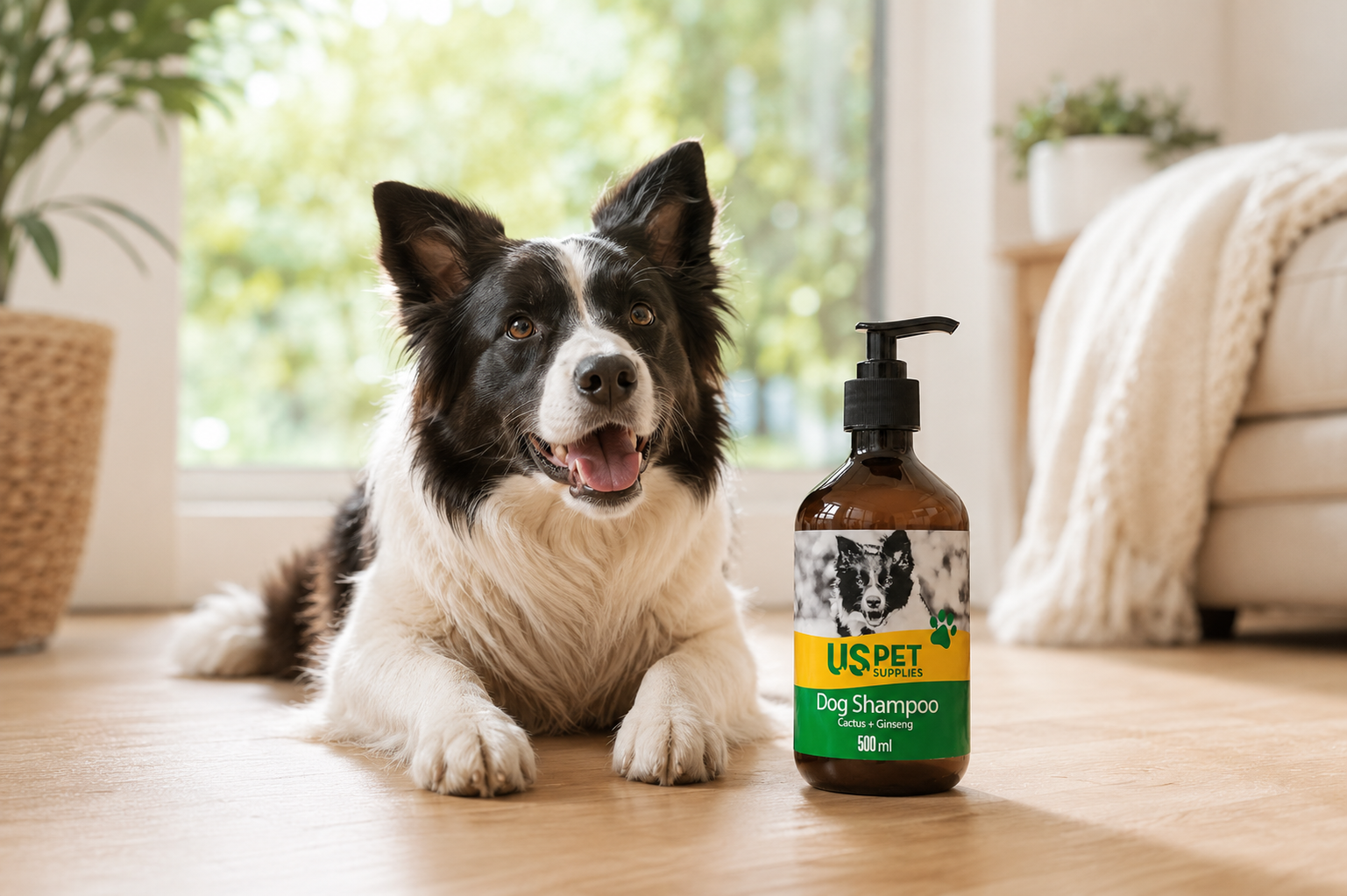 شامپو سگ یو اس پت کاکتوس و جینسینگ 500 میلی‌لیتر (US Pet Cactus + Ginseng Dog Shampoo 500ml)